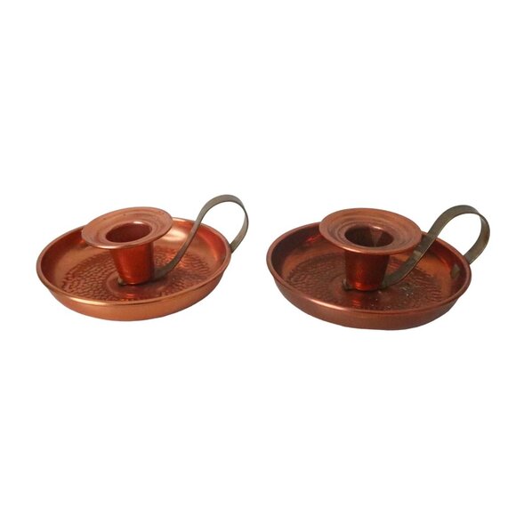 2 Vintage Coppercraft Guild Chamber Candlestick Holders - Picture 1 of 5